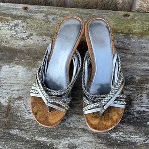 Silver straps wedges size 7.5